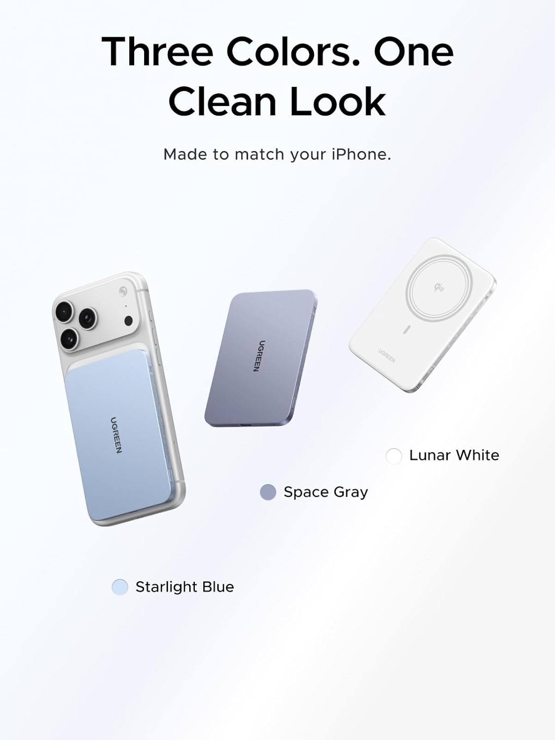 UGREEN Magflow Air QI2 Power Bank, 8.6mm Ultra-Slim 5000mAh Magnetic Battery, 20W PD Fast Charging Portable Charger, MagSafe-Compatible External Battery for iPhone 17/16/15/14 Series, (95931B)