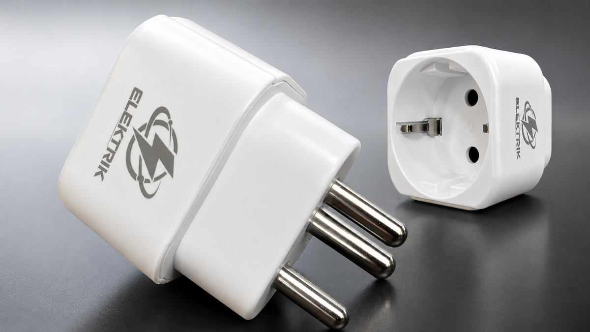 Elektrik Schuko-to-India Plug Adapter