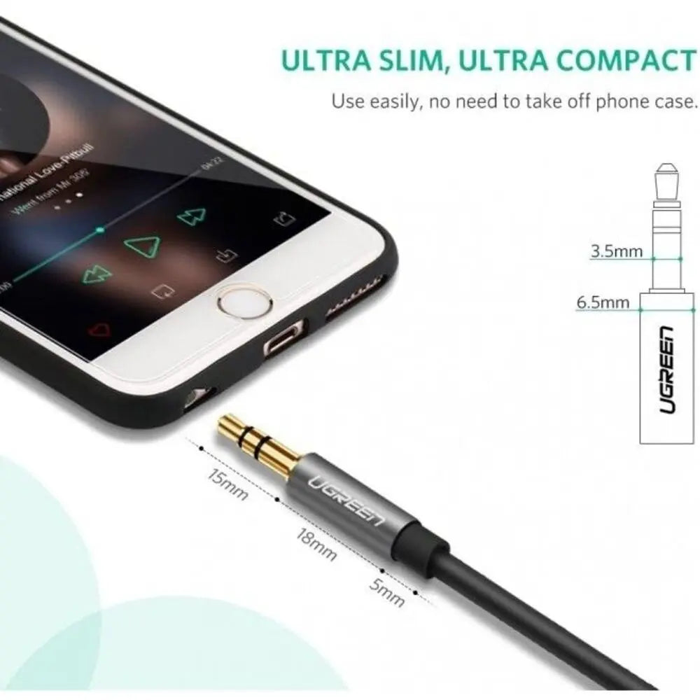 UGREEN 1.5M 3.5mm Audio Extension Cable Male to Female AUX Headphone Jack Extender Car Laptop Smartphone Headphones 10593 Ugreen