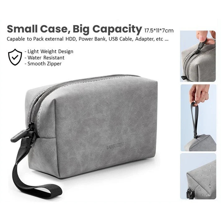 UGREEN 80520 Electronics Accessories Storage Bag with Lanyard (Gray)
