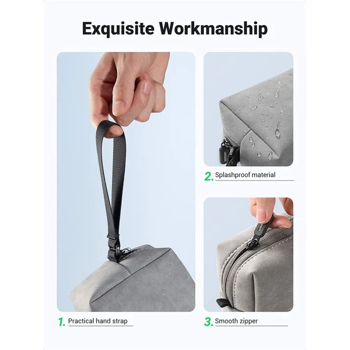 UGREEN 80520 Electronics Accessories Storage Bag with Lanyard (Gray)