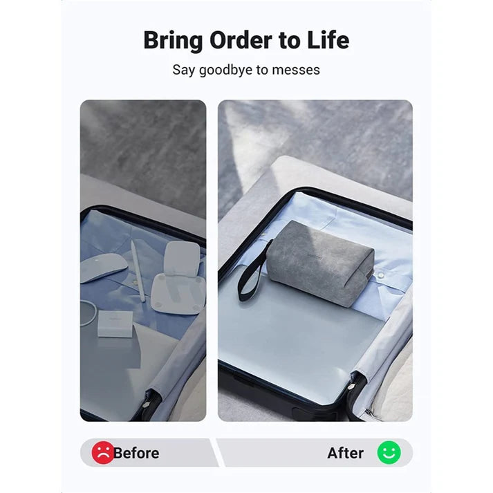 UGREEN 80520 Electronics Accessories Storage Bag with Lanyard (Gray)