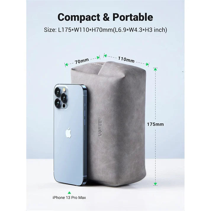 UGREEN 80520 Electronics Accessories Storage Bag with Lanyard (Gray)