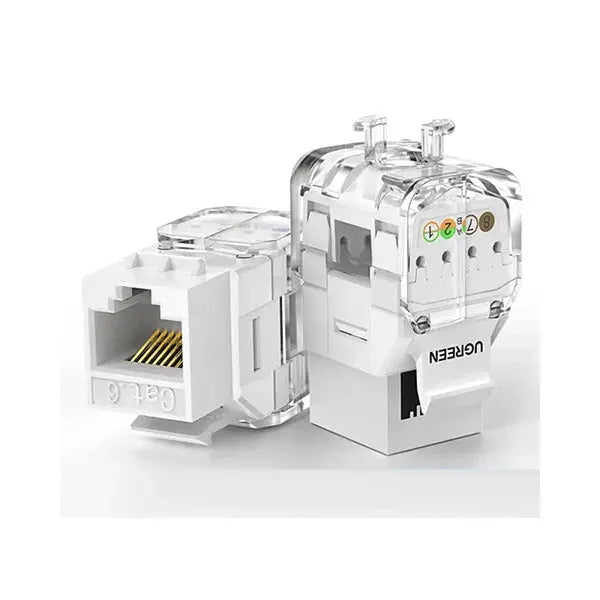 UGREEN Cat6 UTP Tool-Free Modular Information Outlet Connector 180° Network Wall Jack Keystone RJ45 Ethernet Port (80452)