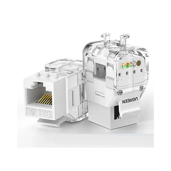 UGREEN Cat6 UTP Tool-Free Modular Information Outlet Connector 180° Network Wall Jack Keystone RJ45 Ethernet Port (80452) Ugreen