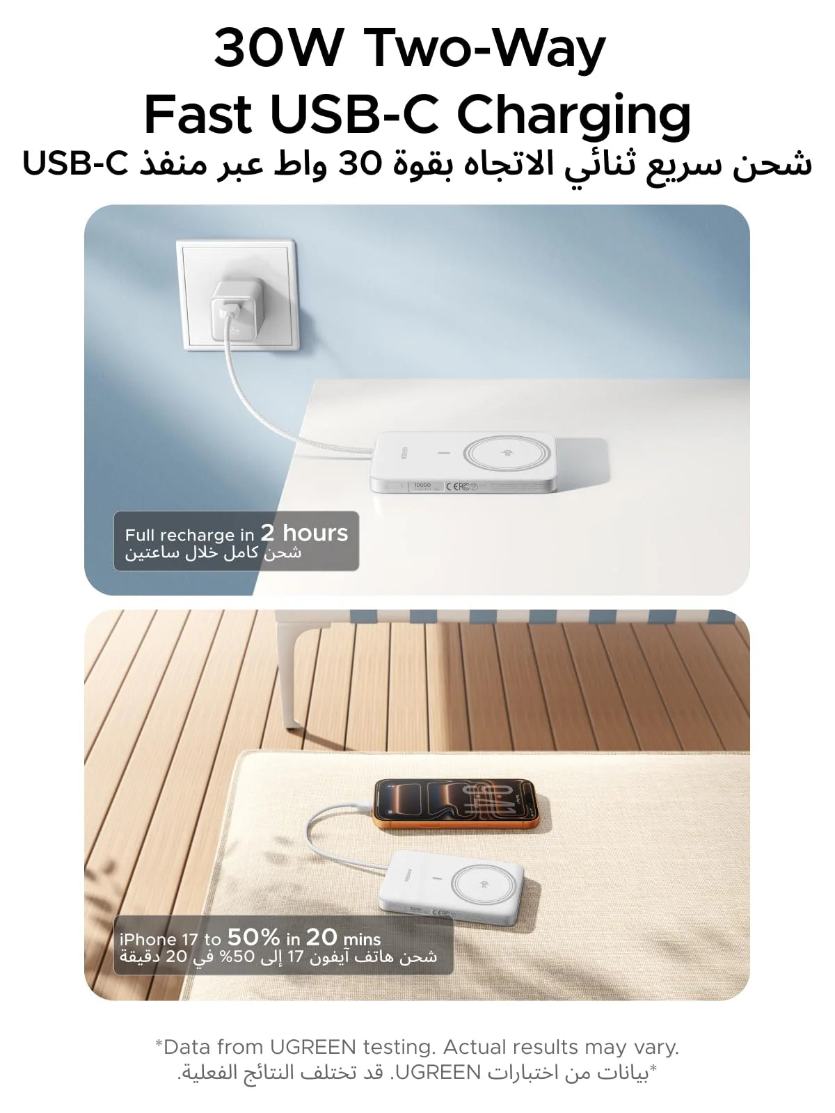 UGREEN MagFlow Air Magnetic Power Bank 10000mAh 15W Lunar White (75983)