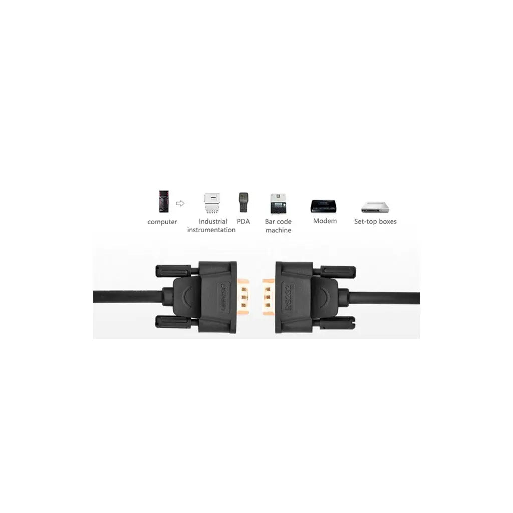 Ugreen 1.5m DB9 RS232 Female To Female Adapter Cable Connects your computer to device with RS-232 compatible (COM port) interface(20149) Ugreen