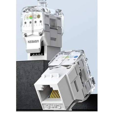 UGREEN Cat6 UTP Tool-Free Modular Information Outlet Connector 180° Network Wall Jack Keystone RJ45 Ethernet Port (80452) - Ugreen India