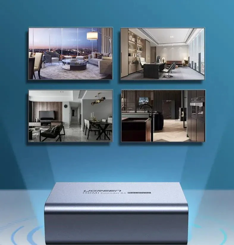 UGREEN HDMI Over Ethernet Extender 50m Full HD 1080P RJ45 Cat6 Cat7 Network Cable IR Remote HDTV Monitor PS5 PC (90811EU) Ugreen