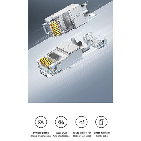 UGREEN Cat 7 Shielded Modular Plugs Gold Plated 50U Pack of 10 RJ45 Connectors High Speed Ethernet Cable Network (50634) Ugreen