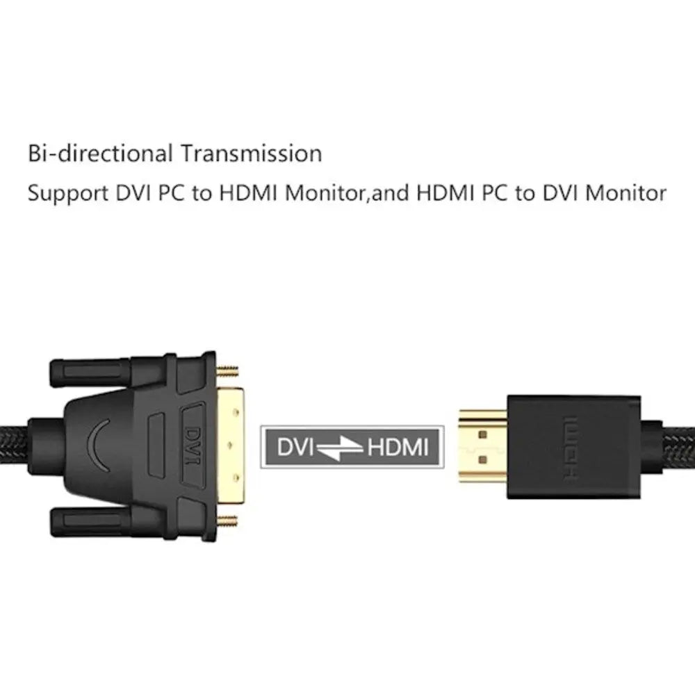 UGREEN 1.5M HDMI to DVI 24+1 Cable Braided High Speed Adapter 1080P Full HD Video Converter Laptop PC Monitor Projector HDTV 50750 Ugreen