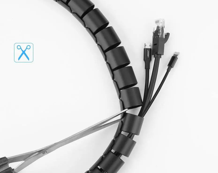 UGREEN Cable Management Sleeve 1.5M Wire Organizer Tube Cord Protector for Home Office Computer TV Setup Black Flexible (30818) Ugreen