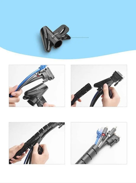 UGREEN Cable Management Sleeve 1.5M Wire Organizer Tube Cord Protector for Home Office Computer TV Setup Black Flexible (30818) Ugreen