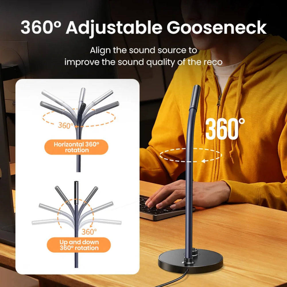 UGREEN USB Desktop Microphone Plug Play Condenser Mic Mute Button Adjustable Stand PC Laptop Gaming Streaming Podcasting 90416 Ugreen