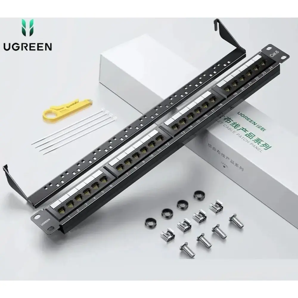 UGREEN Cat6 Patch Panel 24-Port 1U Rack Mount UTP Ethernet Network Panel RJ45 LAN Cable Data Center Server Office (70423) Ugreen