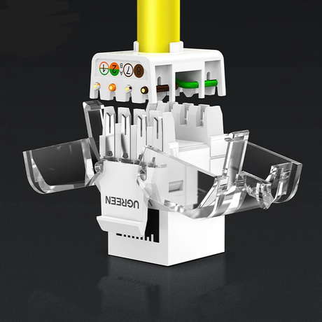 UGREEN Cat6 UTP Tool-Free Modular Information Outlet Connector 180° Network Wall Jack Keystone RJ45 Ethernet Port (80452) - Ugreen India