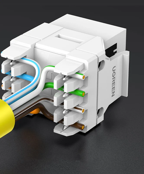 UGREEN Cat6 UTP Tool-Free Modular Information Outlet Connector 180° Network Wall Jack Keystone RJ45 Ethernet Port (80452) - Ugreen India