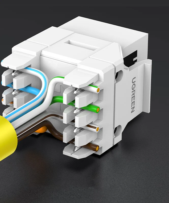 UGREEN Cat6 UTP Tool-Free Modular Information Outlet Connector 180° Network Wall Jack Keystone RJ45 Ethernet Port (80452) Ugreen