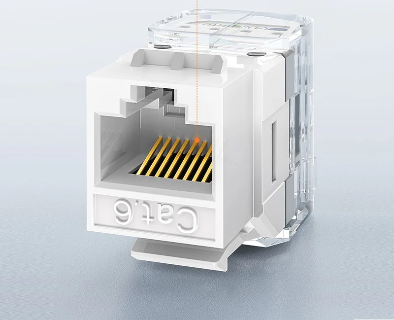 UGREEN Cat6 UTP Tool-Free Modular Information Outlet Connector 180° Network Wall Jack Keystone RJ45 Ethernet Port (80452) Ugreen