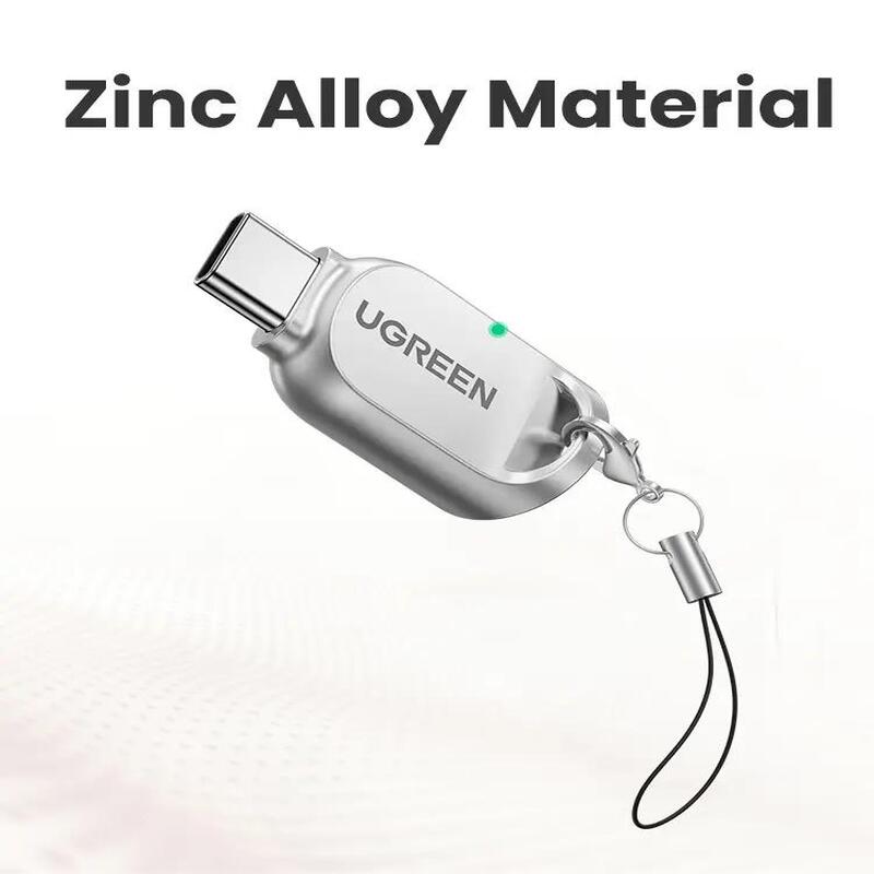 UGREEN USB-C Micro SD Card Reader OTG TF Adapter Zinc Alloy Android iPadOS Windows MacOS Linux Silver (15513) Ugreen