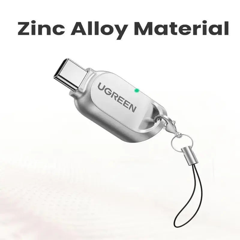 UGREEN USB-C Micro SD Card Reader OTG TF Adapter Zinc Alloy Android iPadOS Windows MacOS Linux Silver (15513) Ugreen