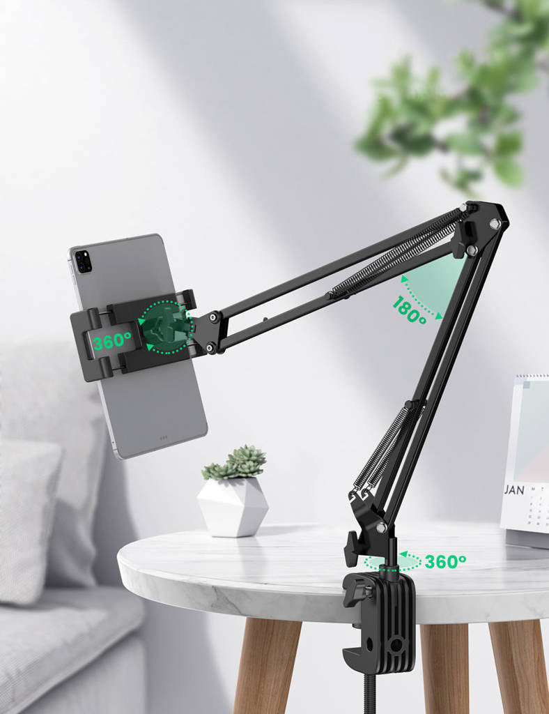 Ugreen Universal Tablet Holder with Folding Long Arm, 360° Rotating Mount, 180° Adjustable Arms (50394)
