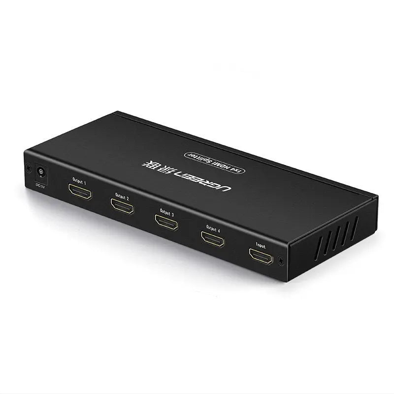 UGREEN 1x4 HDMI Splitter, HDMI Amplifier Splitter 1 In 4 Out, Supports 4K@30Hz, Full HD 1080P, 3D for TV, Monitor, Projector (40202) Ugreen