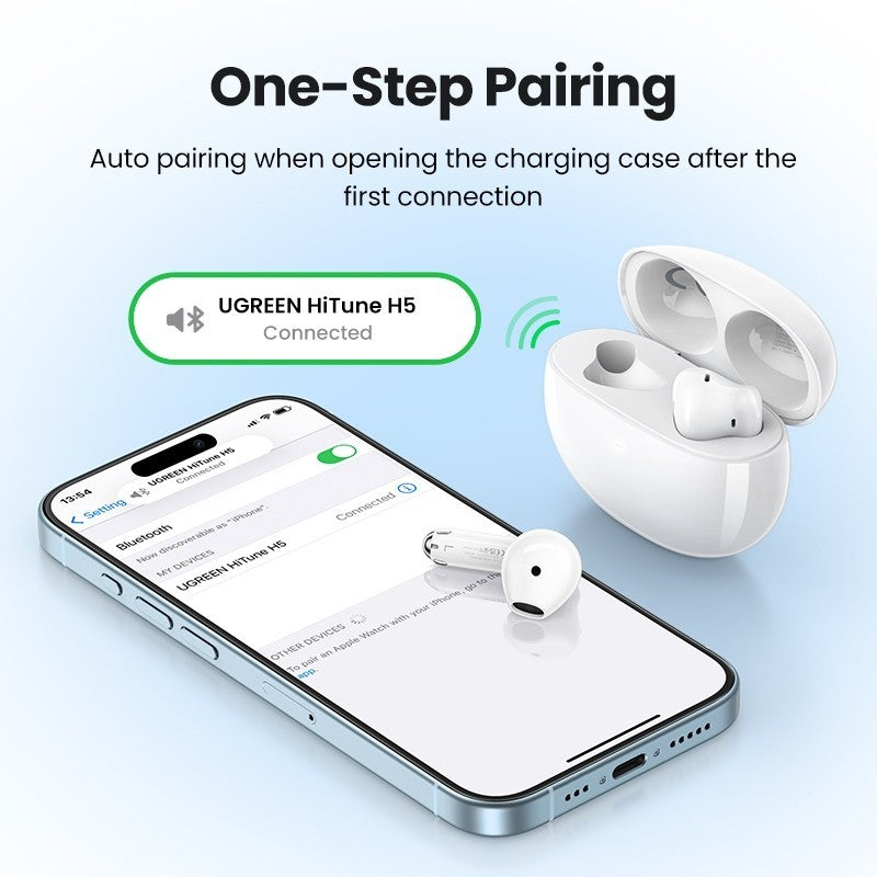 UGREEN HiTune H5 True Wireless Bluetooth 5.3 Active Noise Cancelling Earbuds 26H Battery 13.6mm Drivers White 15612 Ugreen