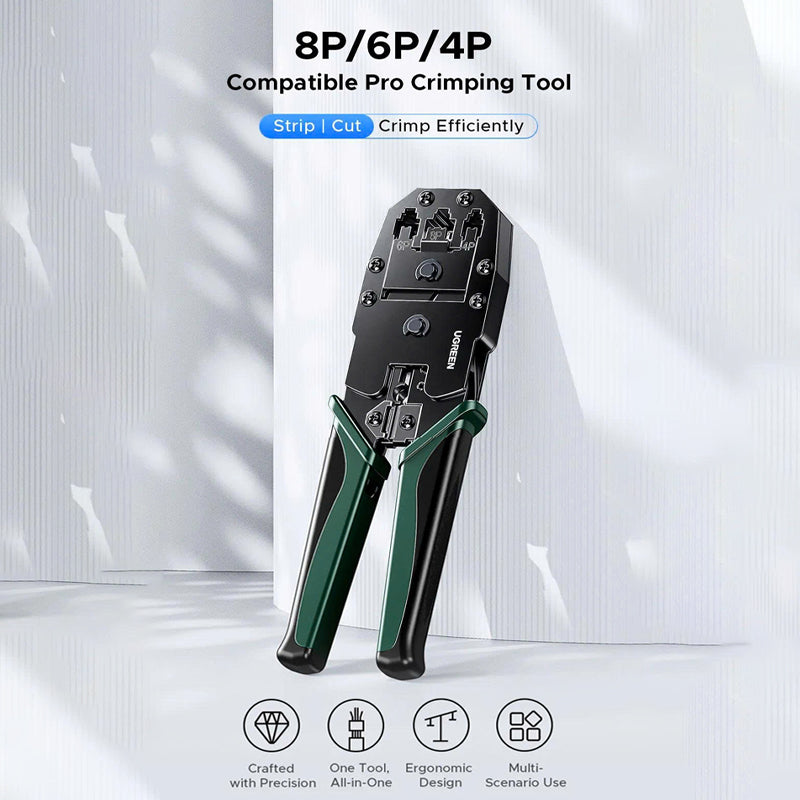 UGREEN RJ45 Crimping Tool NW304 (35971) – 3-in-1 Ethernet Cable Crimper, Cutter & Stripper for CAT5/CAT6/CAT7/CAT8