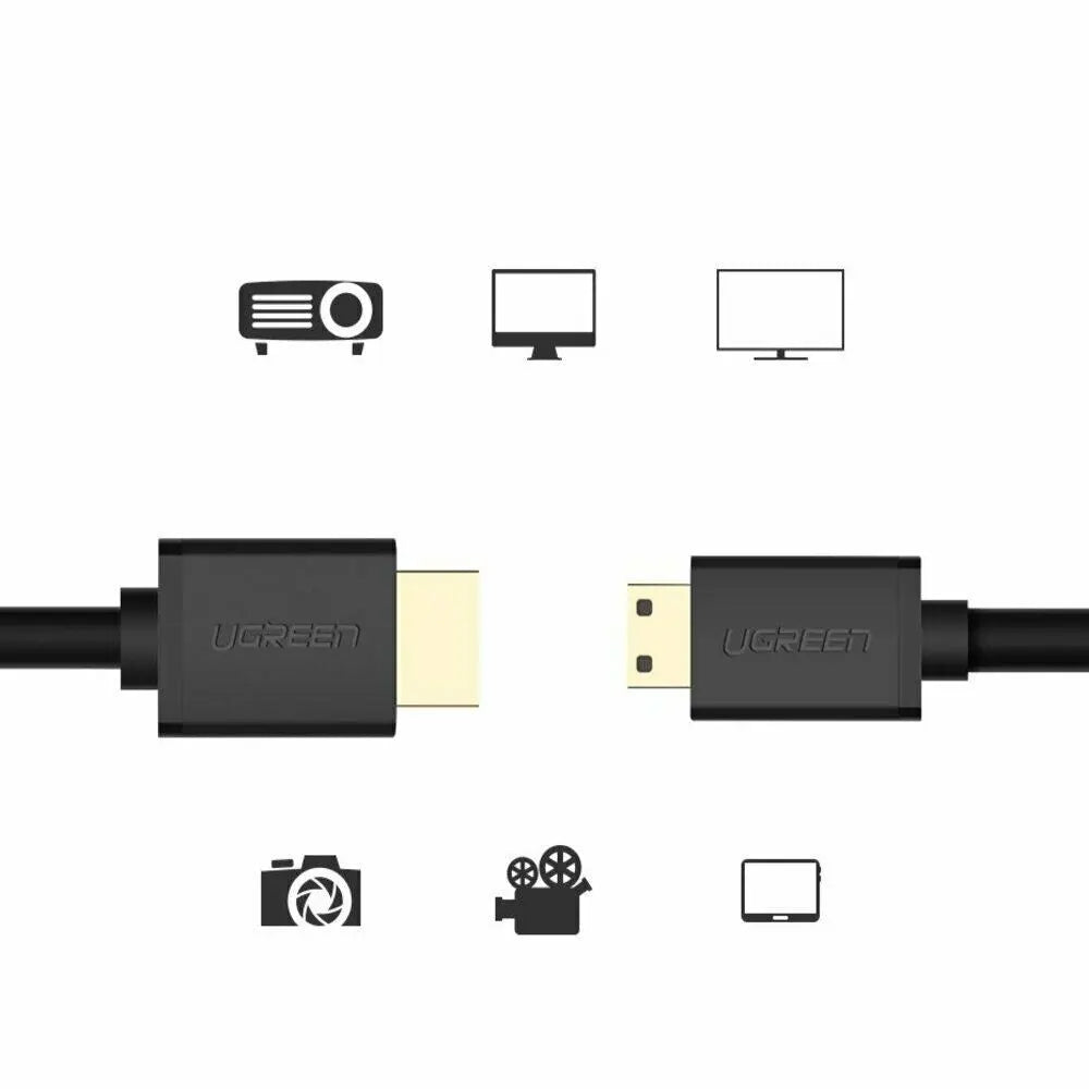 UGREEN Mini HDMI to HDMI Cable 1.5M 4K@60Hz High Speed HDMI 2.0 Camera DSLR Tablet Raspberry Pi Monitor Projector (11167) Ugreen