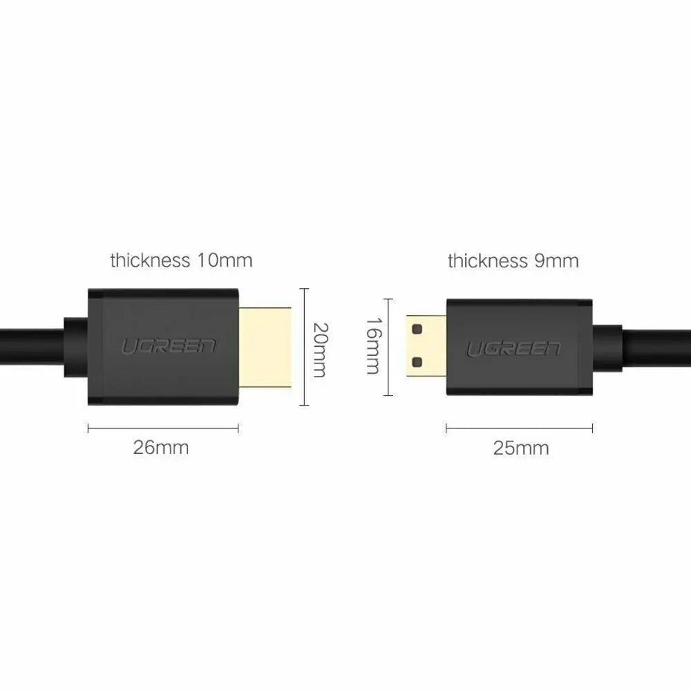 UGREEN Mini HDMI to HDMI Cable 1.5M 4K@60Hz High Speed HDMI 2.0 Camera DSLR Tablet Raspberry Pi Monitor Projector (11167) Ugreen