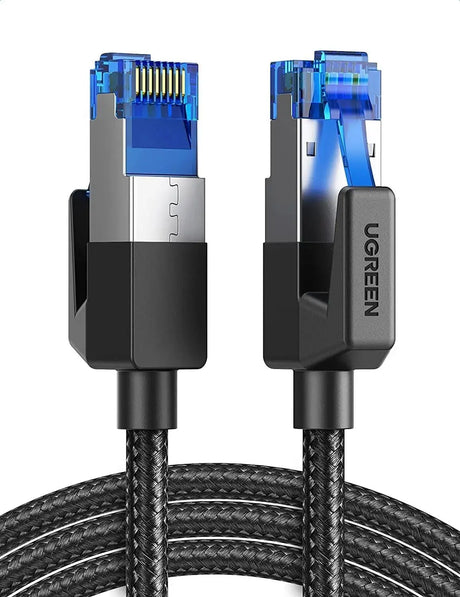 UGREEN 1.5M Cat 8 Ethernet Cable, High Speed Braided LAN Network Cord, 40Gbps 2000MHz Shielded Internet Cable with Gold - Plated RJ45 Connector, Compatible with Router, Switch, Modem, PS5, Xbox, PC (80430) - Ugreen India