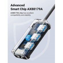 UGREEN USB Ethernet Adapter Gigabit 1000Mbps RJ45 Network 3-Port USB 3.0 Hub Laptop PC MacBook Windows Linux Wired Internet 20265 Ugreen