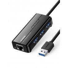 UGREEN USB Ethernet Adapter Gigabit 1000Mbps RJ45 Network 3-Port USB 3.0 Hub Laptop PC MacBook Windows Linux Wired Internet 20265 Ugreen