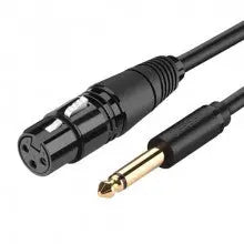 UGREEN 2M 6.5mm Mono Male to XLR Female Audio Cable Professional Microphone Cable Mixer Amplifier Studio Black 20719
