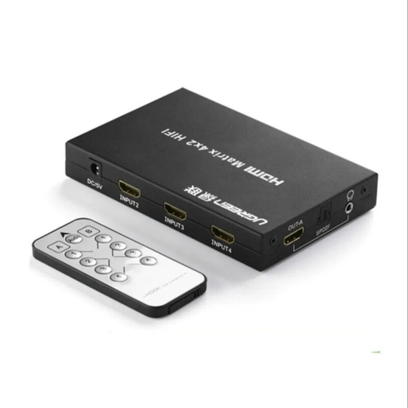 UGREEN 4x2 HDMI Matrix Switch 4 In 2 Out HDMI Splitter with IR Remote 1080P 3D Video TV Projector Monitor 40216 Ugreen