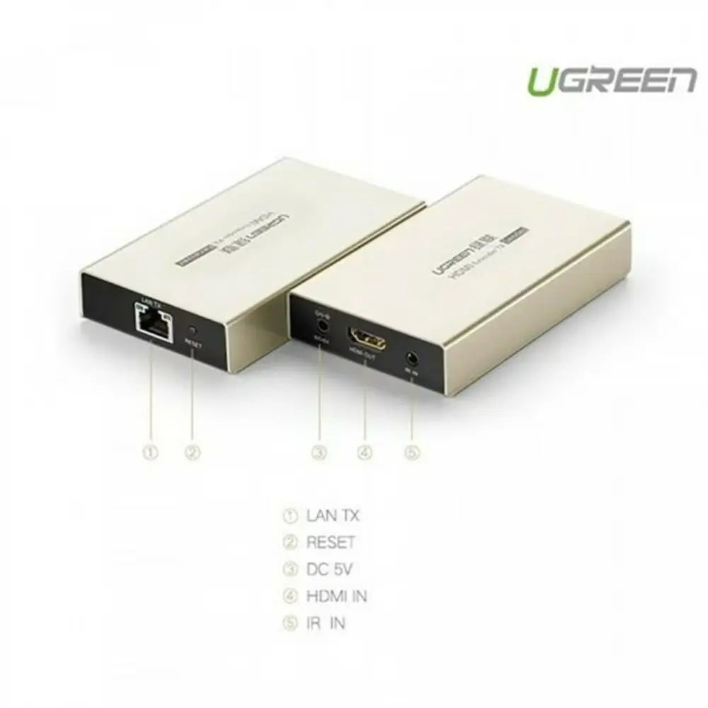 UGREEN HDMI Single Extender Transmitter 120M Cat5e Cat6 Cable IR Control Zinc Alloy Case Signal Booster Network (40280) Ugreen