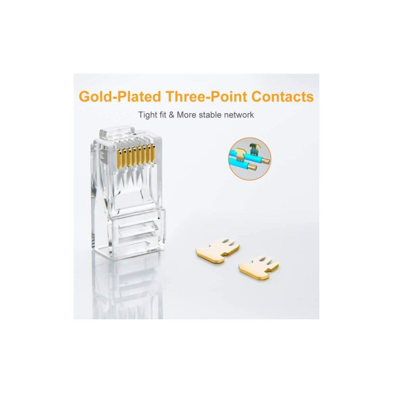 UGREEN RJ45 Connectors 100-Pack Network Cat5 Cat5e Ethernet Cable Gold-Plated 8P8C Modular Plugs Reliable LAN Connection 50246 Ugreen