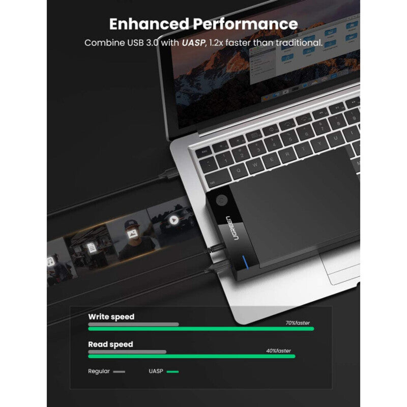 UGREEN External Hard Drive Enclosure 3.5" 2.5" SATA SSD HDD USB 3.0 SATA III UASP 5Gbps Tool-Free Case Portable (50422) Ugreen