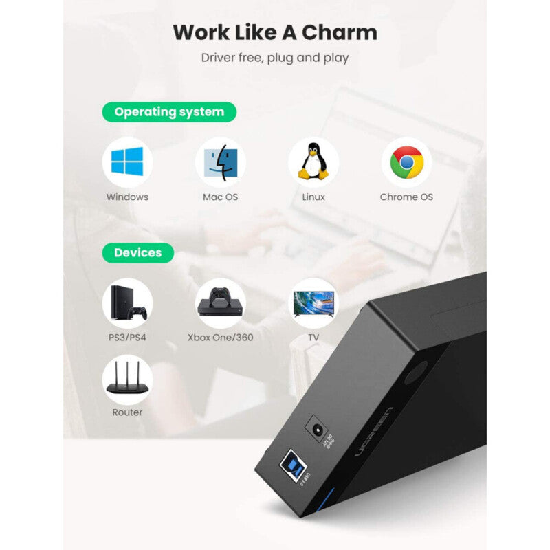 UGREEN External Hard Drive Enclosure 3.5" 2.5" SATA SSD HDD USB 3.0 SATA III UASP 5Gbps Tool-Free Case Portable (50422) Ugreen