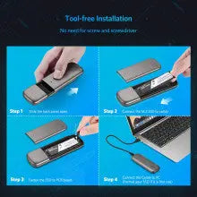 UGREEN M.2 SATA SSD Enclosure USB 3.0 5Gbps Aluminum Tool-Free External Case NGFF 2230 2242 2260 2280 Portable (60355) Ugreen