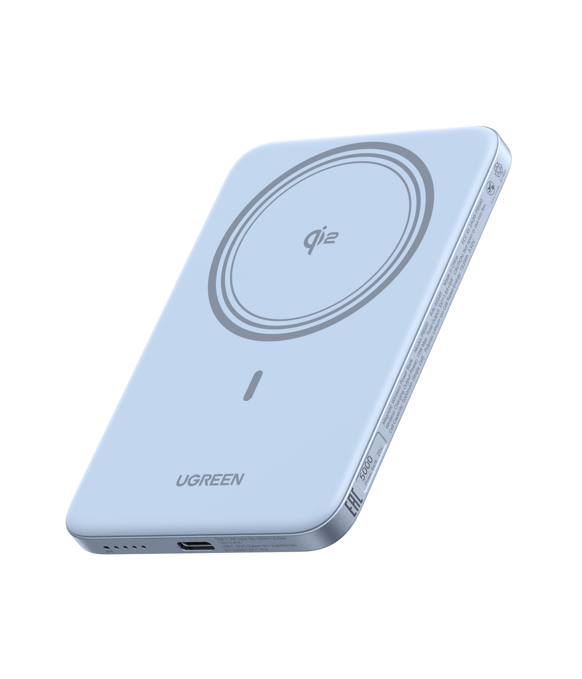 UGREEN MagFlow Air 5000mAh Qi2 power bank in Starlight Blue