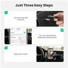 UGREEN Bluetooth 5.3 Car AUX Receiver 3.5mm Wireless Audio Adapter Hands-Free Calling HiFi Music Streaming (70601) Ugreen