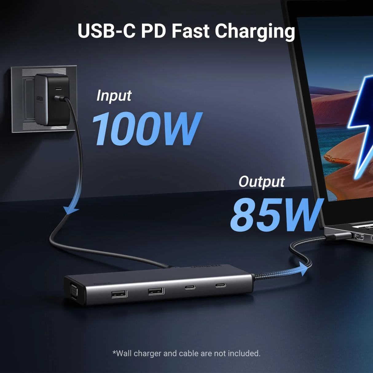 UGREEN 8-in-1 USB C 4K Docking Station Dual Monitor Triple Display Hub 2 HDMI VGA 2 USB A C 100W PD MacBook Dell HP (35588) Ugreen