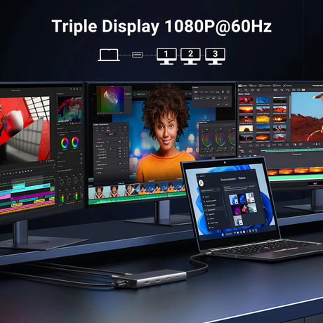 UGREEN 8-in-1 USB C 4K Docking Station Dual Monitor Triple Display Hub 2 HDMI VGA 2 USB A C 100W PD MacBook Dell HP (35588) Ugreen