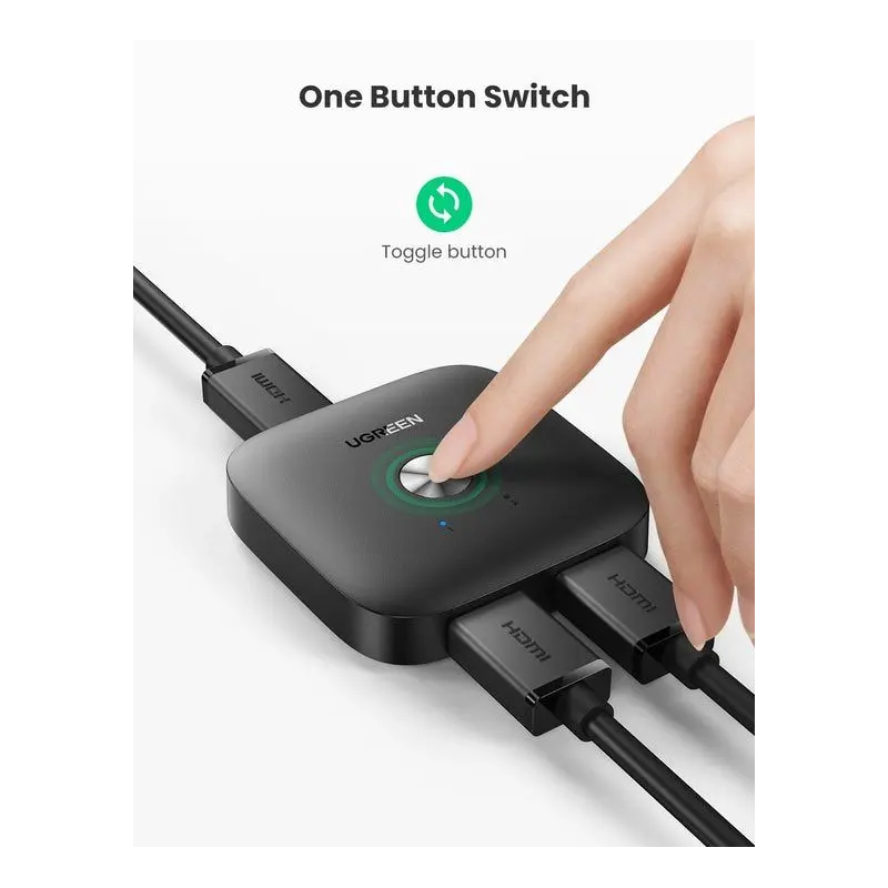 GREEN HDMI Switch 2-in-1 Out Bi-Directional HDMI Splitter 4K 60Hz 1080P 3D TV Monitor Projector Auto Switch 80126 Ugreen