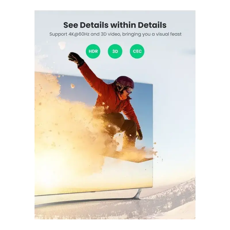 GREEN HDMI Switch 2-in-1 Out Bi-Directional HDMI Splitter 4K 60Hz 1080P 3D TV Monitor Projector Auto Switch 80126 Ugreen