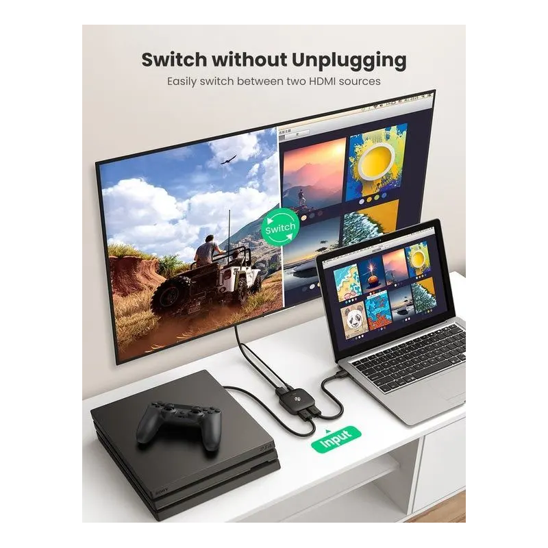 GREEN HDMI Switch 2-in-1 Out Bi-Directional HDMI Splitter 4K 60Hz 1080P 3D TV Monitor Projector Auto Switch 80126 Ugreen