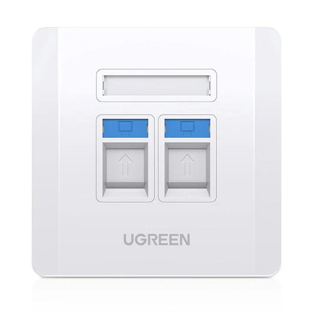 UGREEN Dual Port Wall Plate 2-Port Keystone Faceplate Standard RJ45 Cat6 Cat5e Ethernet Audio Video HDMI Jack Home (80182)