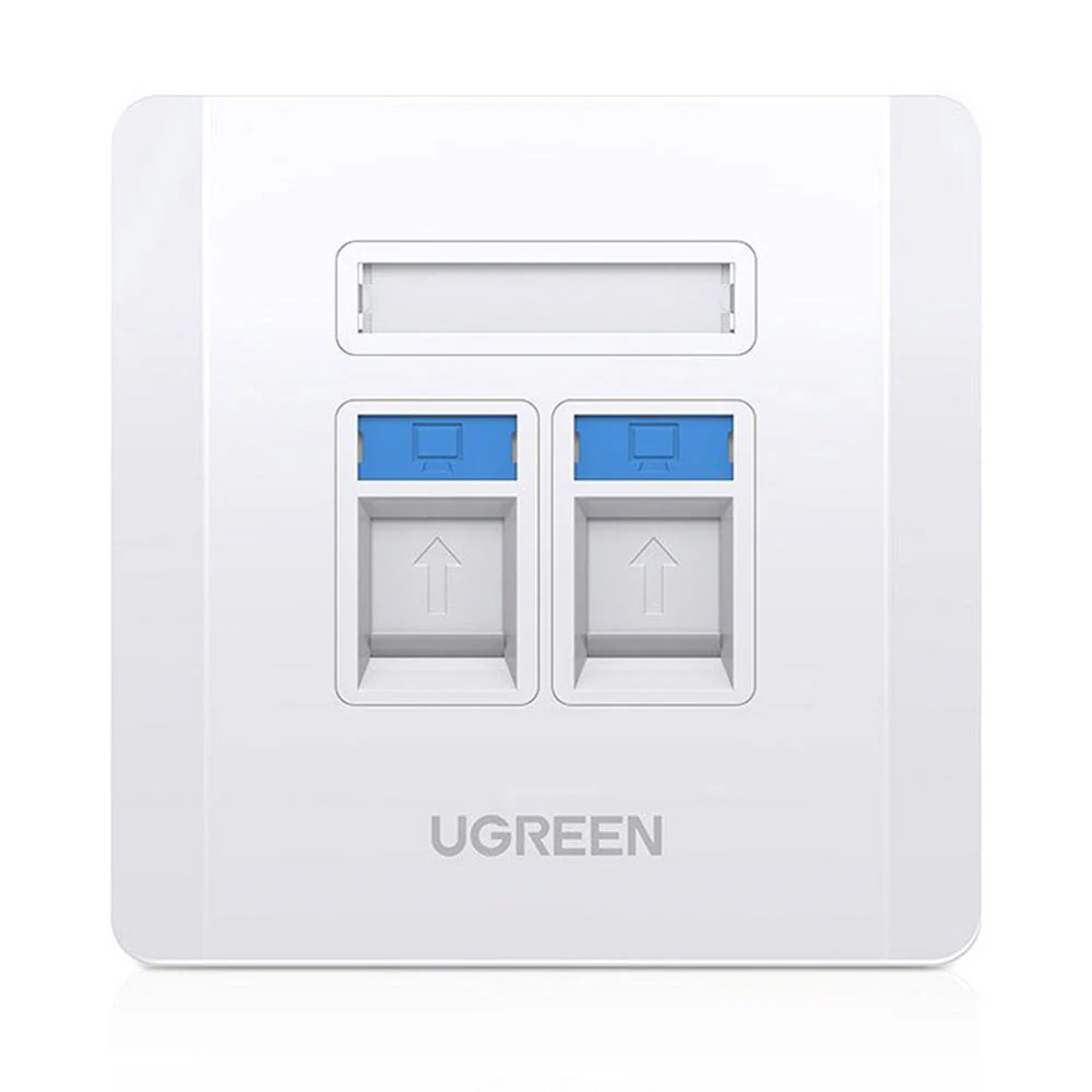 UGREEN Dual Port Wall Plate 2-Port Keystone Faceplate Standard RJ45 Cat6 Cat5e Ethernet Audio Video HDMI Jack Home (80182) Ugreen